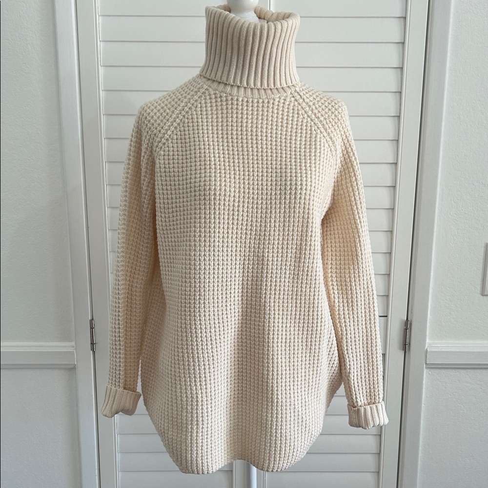 Hatch Maternity The Waffle Turtleneck Wool Sweater Petite - Picture 1 of 6